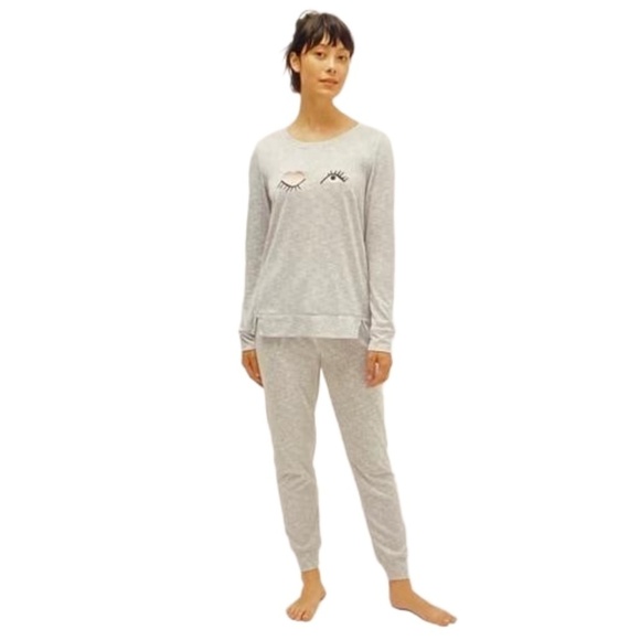 NWOT KATE SPADE Pajamas Set Wink Graphic Design Brushed Sweater Knit Fabric XL - Picture 1 of 15
